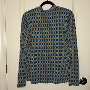 Printed along Sleeve Mock Neck